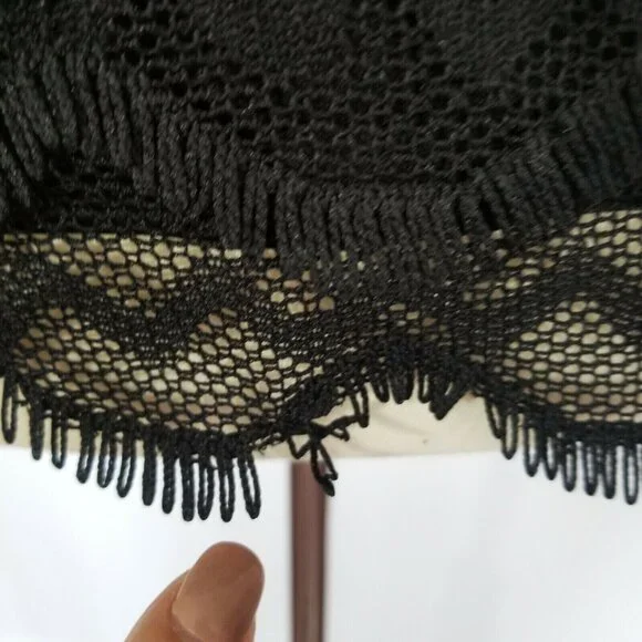 Ann Taylor Black Lace Top Scalloped Eyelash Tiered S - Picture 8 of 10